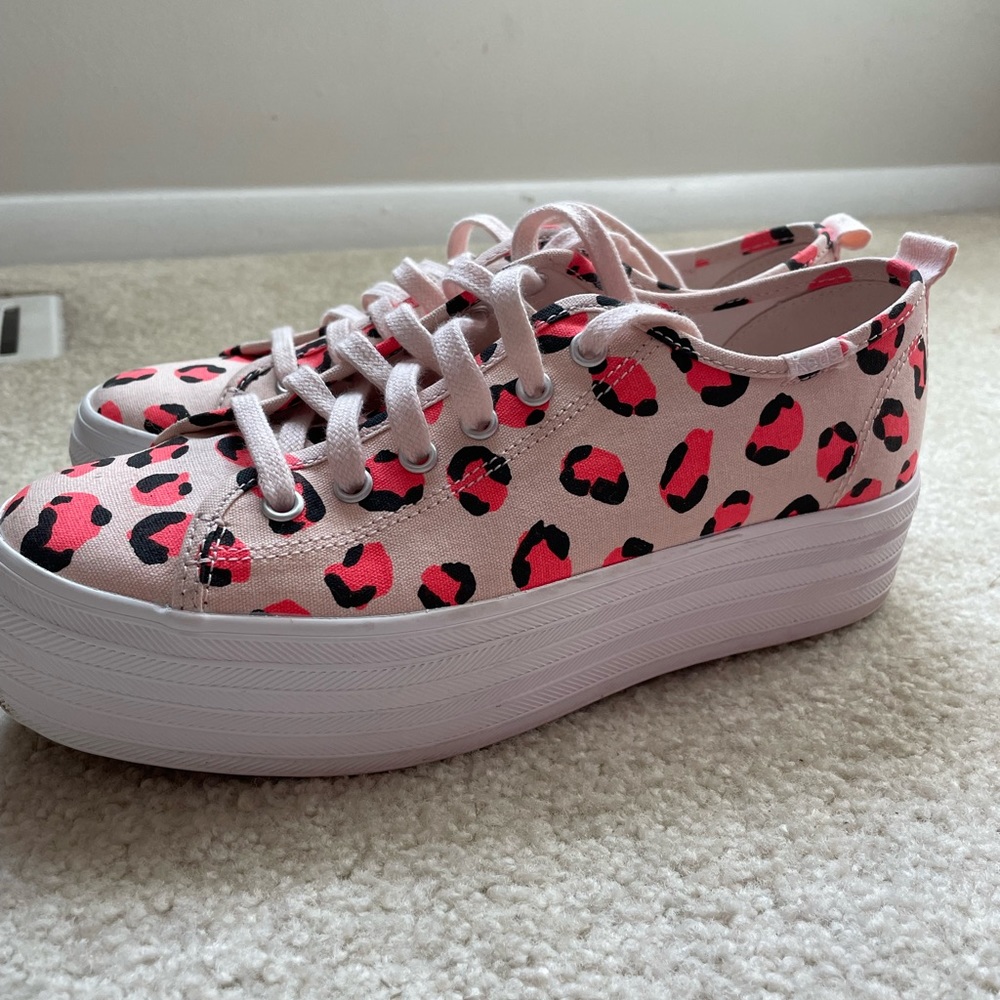 Pink leopard Keds platforms